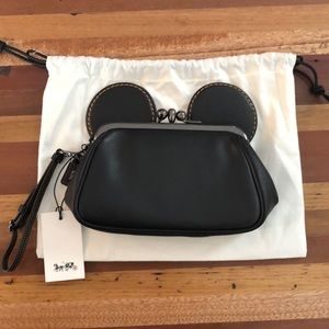 Coach Mickey Mouse Black Wristlet NWT Disney